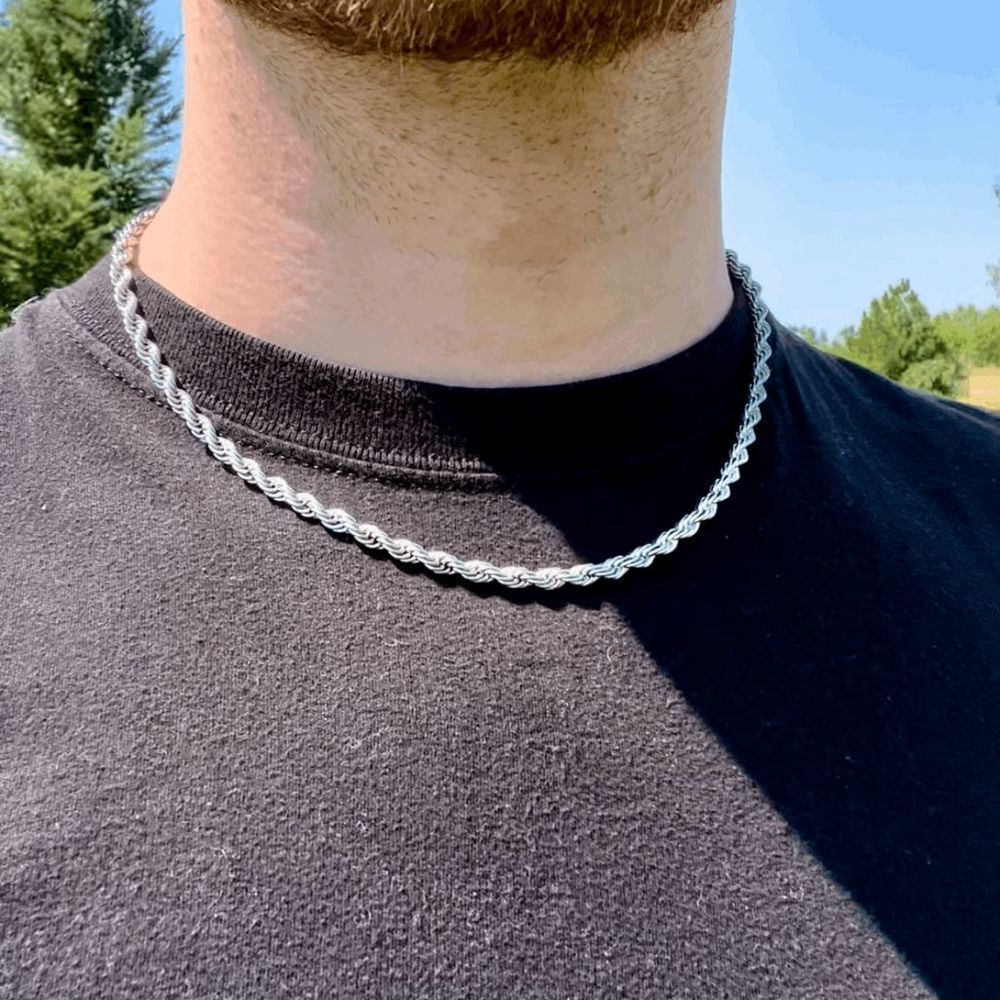 5mm Solid 316L Stainless Steel Mens Twisted Rope Cable Chain Necklace Choker - Picture 4 of 8